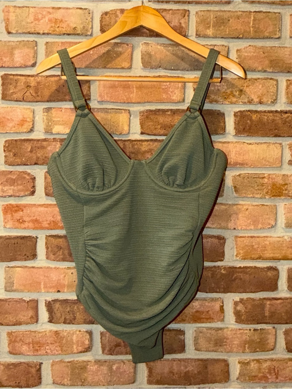 CUPSHE One-Piece Swimsuit – Women’s 1X | Khaki Green | Tummy Control